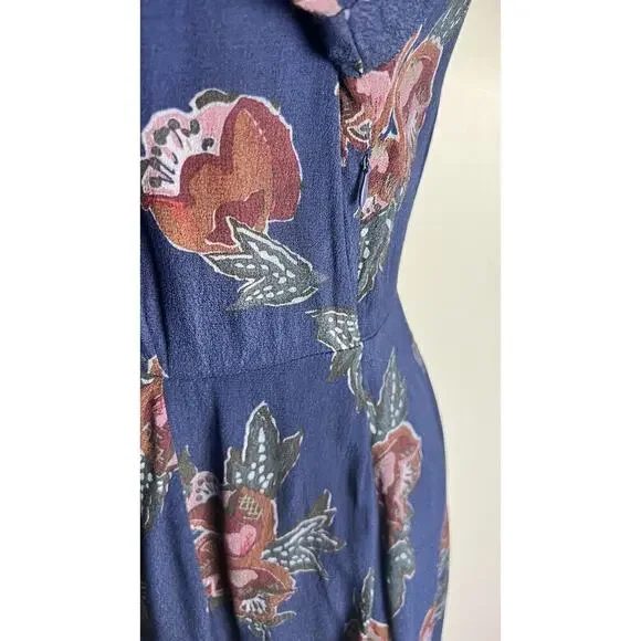 ASTR The Label Womens Size Med Ethel Dress Navy Floral Tassel Long Sleeve - Picture 8 of 11